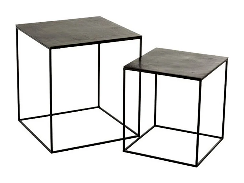 Lot de 2 Tables d'Appoint Gigognes "Oxidize" 55cm Noir