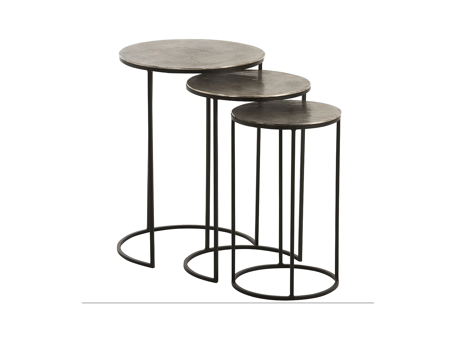 Lot de 3 Tables Gigognes Design "Roday" 60cm Noir