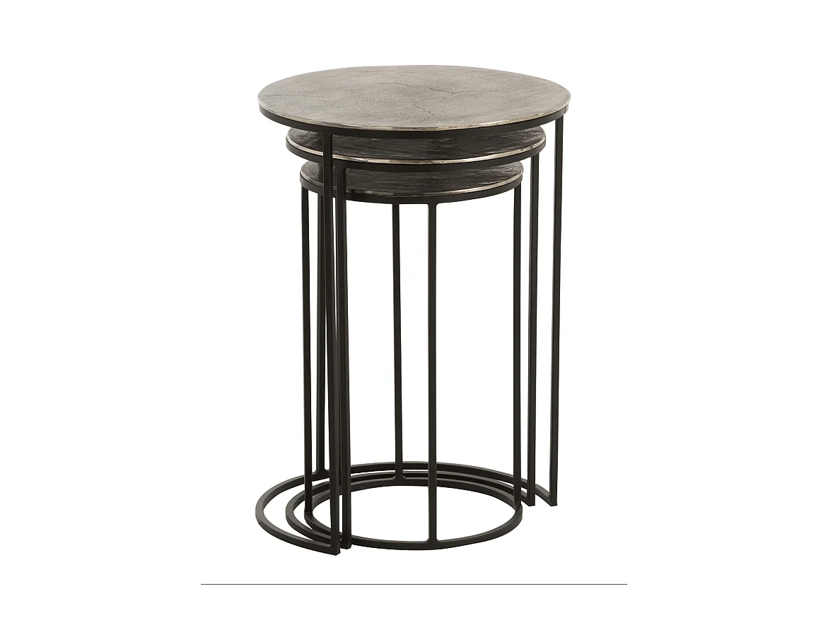 Lot de 3 Tables Gigognes Design "Roday" 60cm Noir