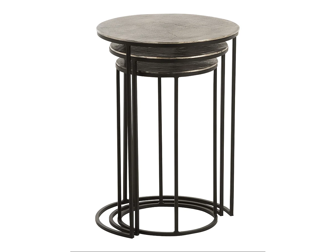 Lot de 3 Tables Gigognes Design "Roday" 60cm Noir