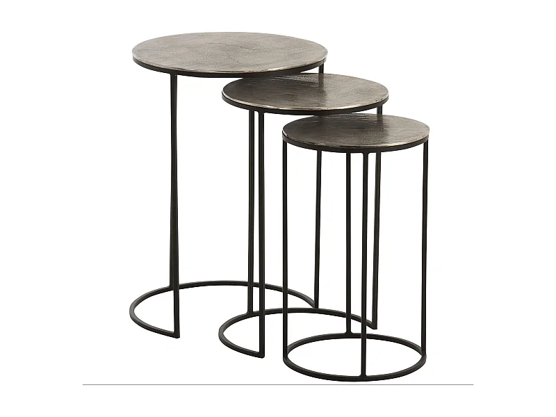 Lot de 3 Tables Gigognes Design "Roday" 60cm Noir