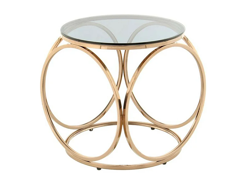 Table d'Appoint Design "Whitney" 52cm Gris & Or Rose