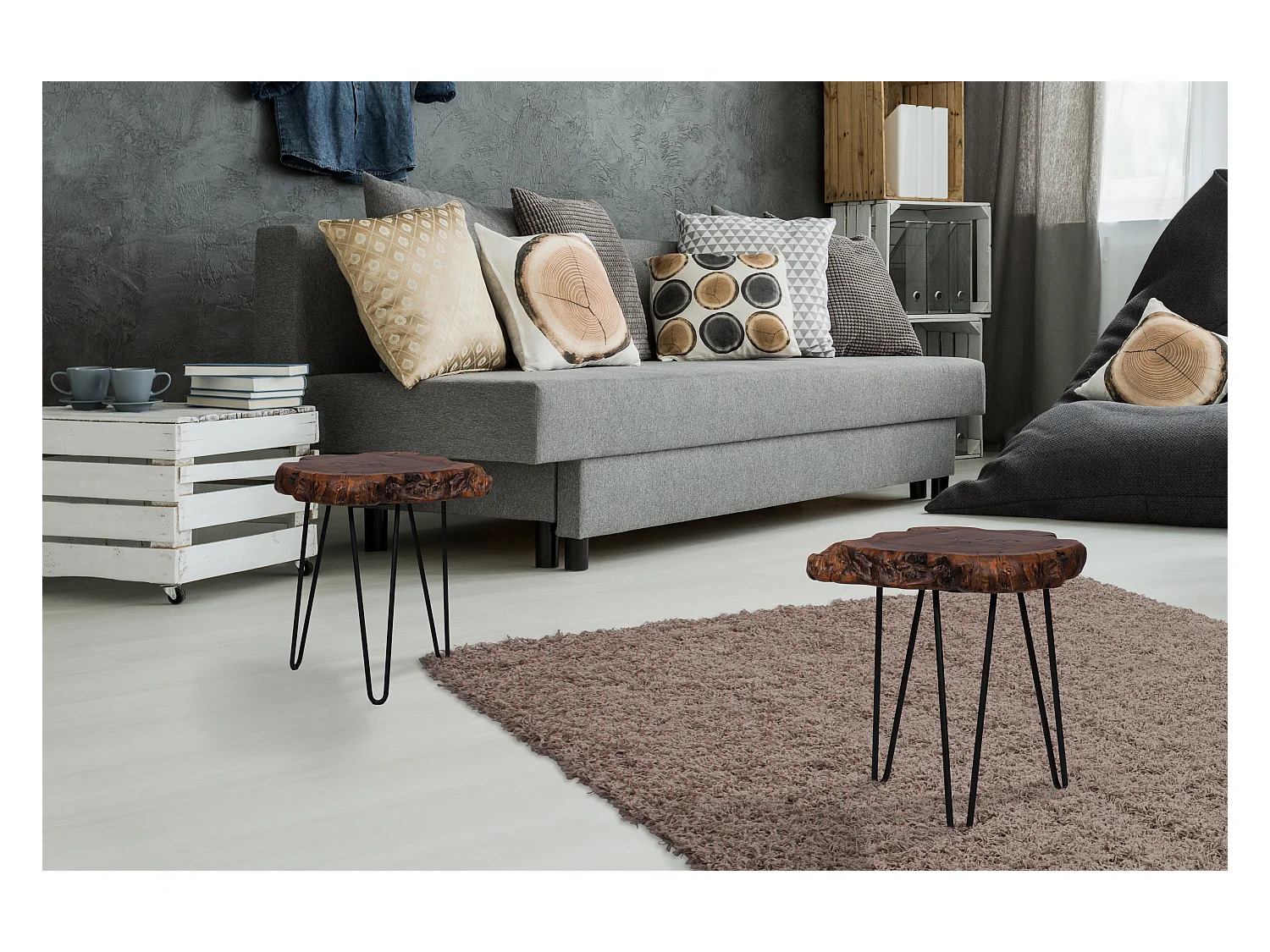 Table d'Appoint en Bois "Woody 310" 40cm Naturel