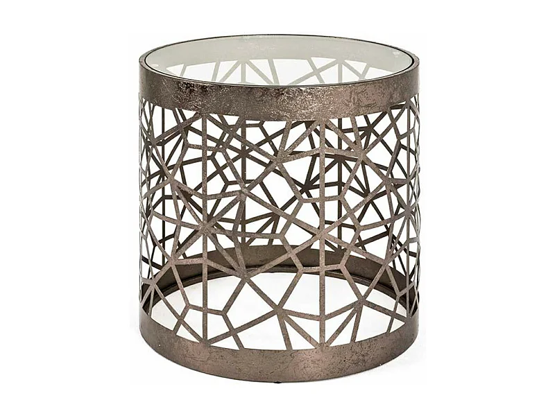 Table d'Appoint Ronde en Verre "Nila" 50cm Bronze
