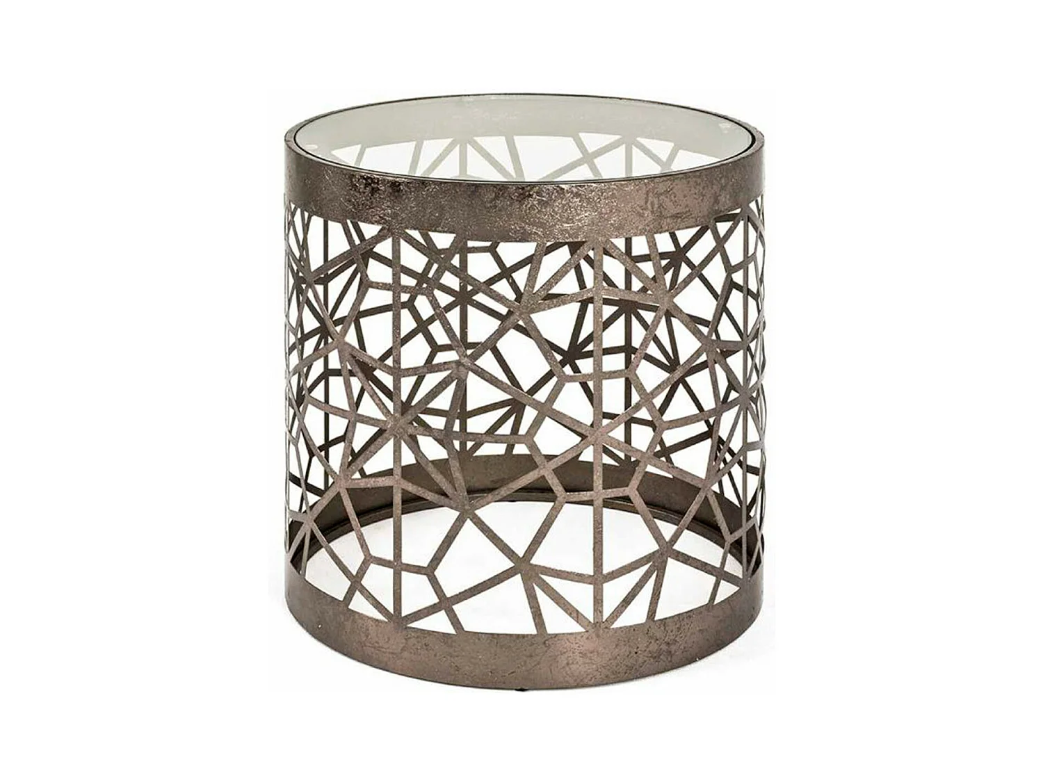 Table d'Appoint Ronde en Verre "Nila" 50cm Bronze