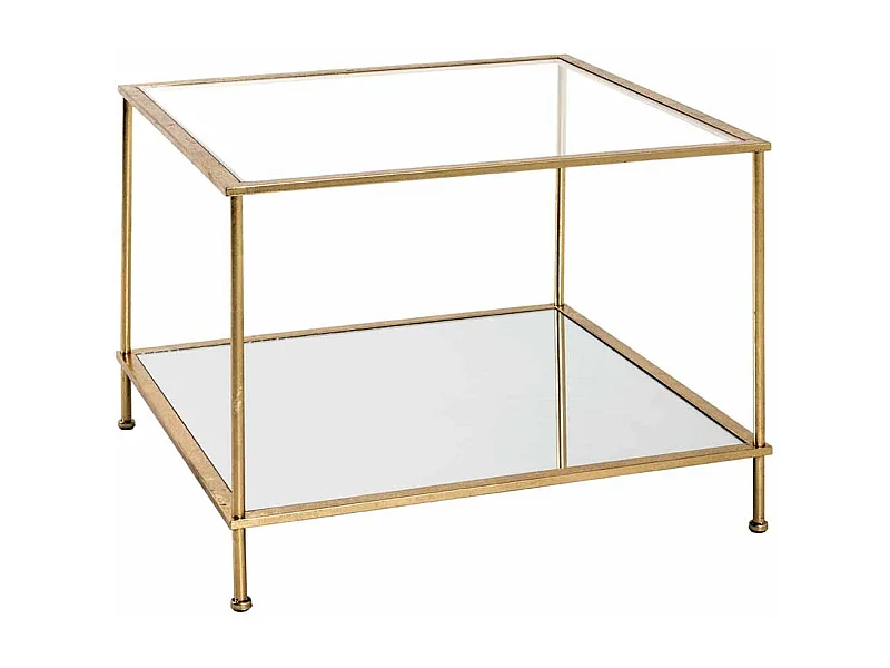 Table d'Appoint Carrée en Verre "Alizée" 60cm Or