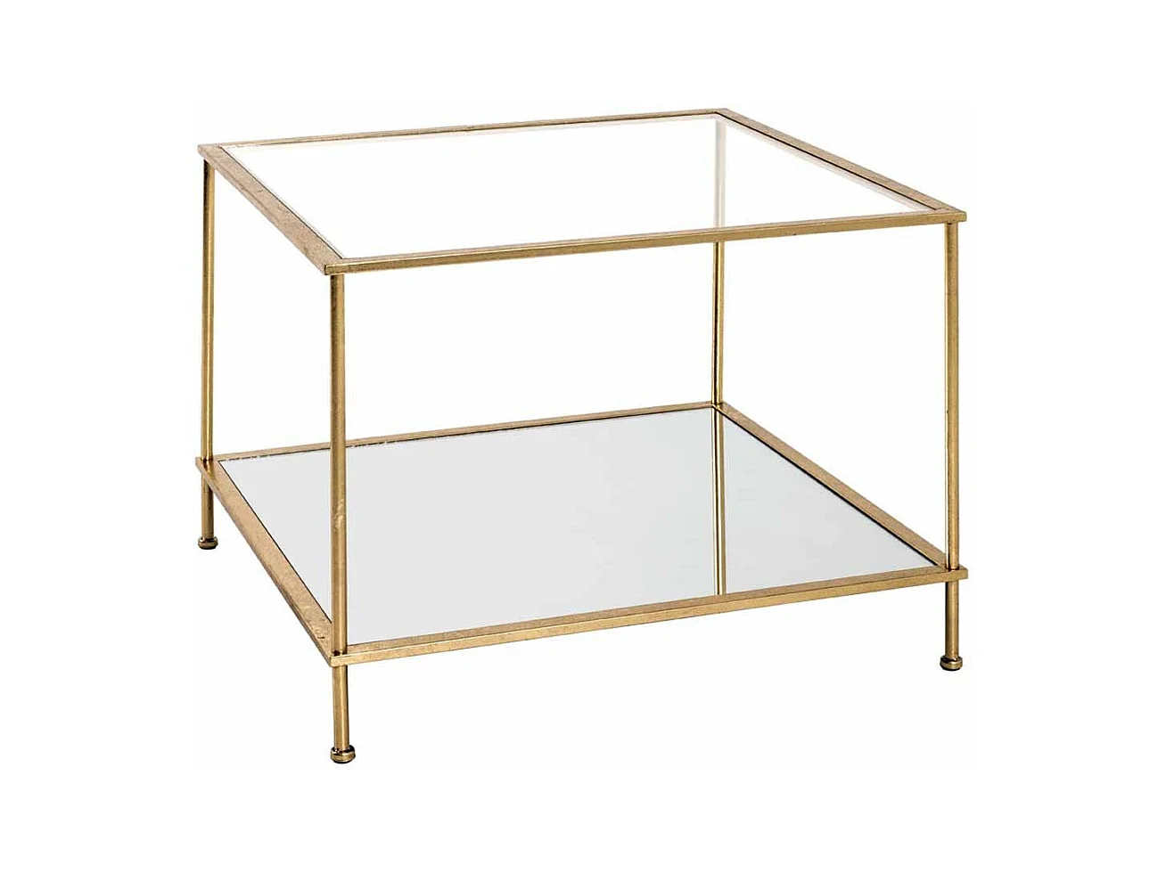 Table d'Appoint Carrée en Verre "Alizée" 60cm Or