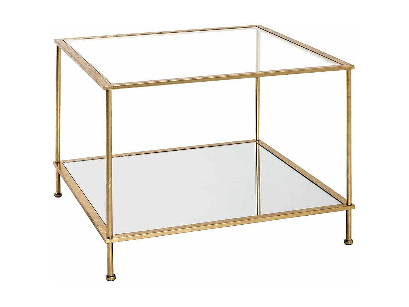 Table d'Appoint Carrée en Verre "Alizée" 60cm Or