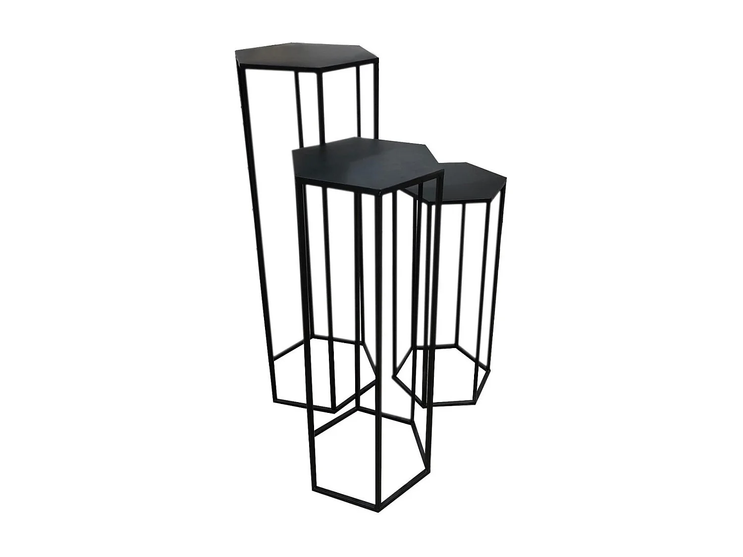 Lot de 3 Sellettes Gigognes "Métal" 90cm Noir