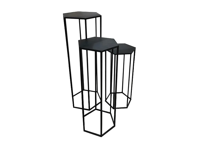 Lot de 3 Sellettes Gigognes "Métal" 90cm Noir