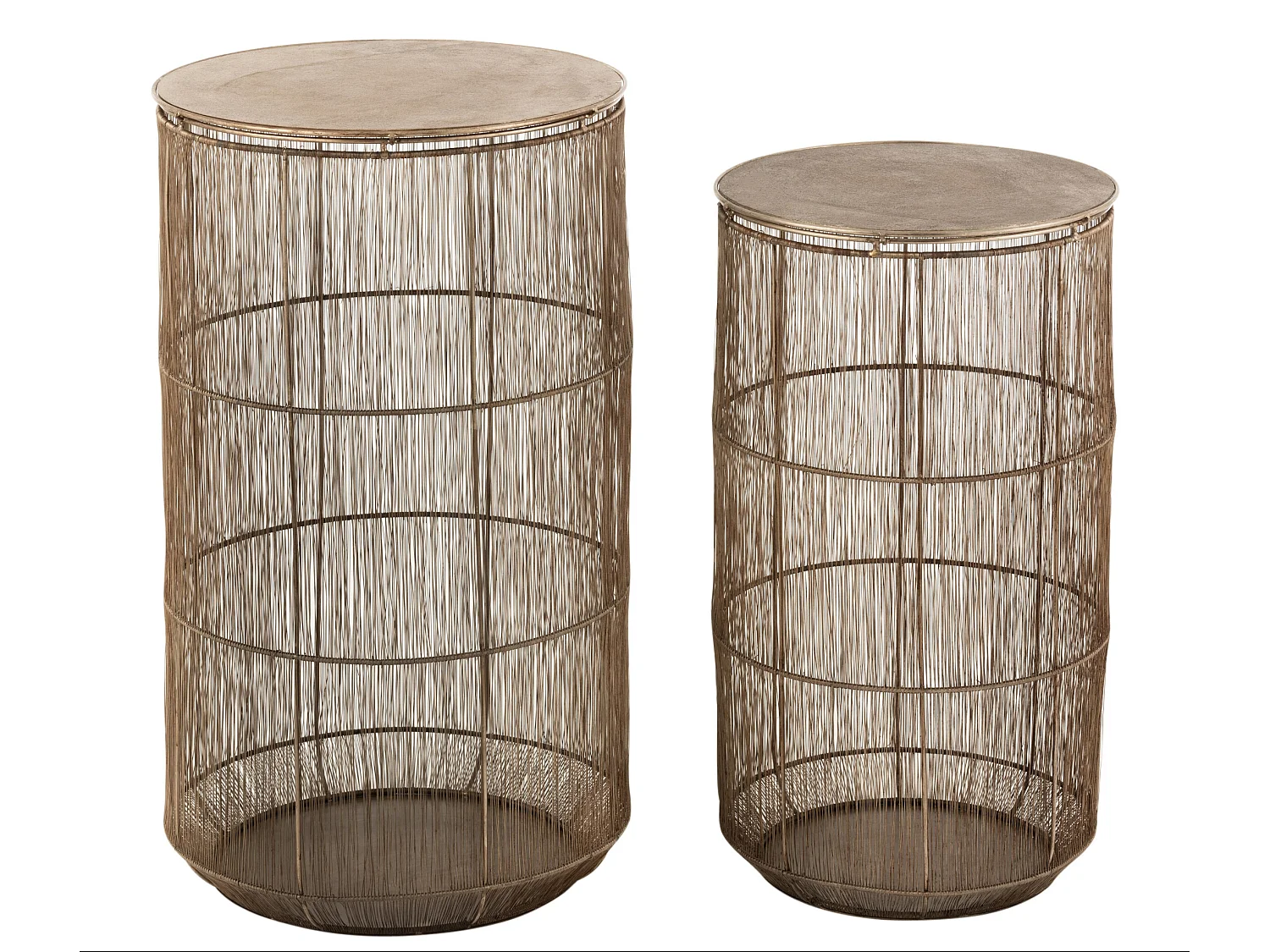 Set van 2 Gigia bruine metalen mandtafels D 40 cm/D 34,5 cm