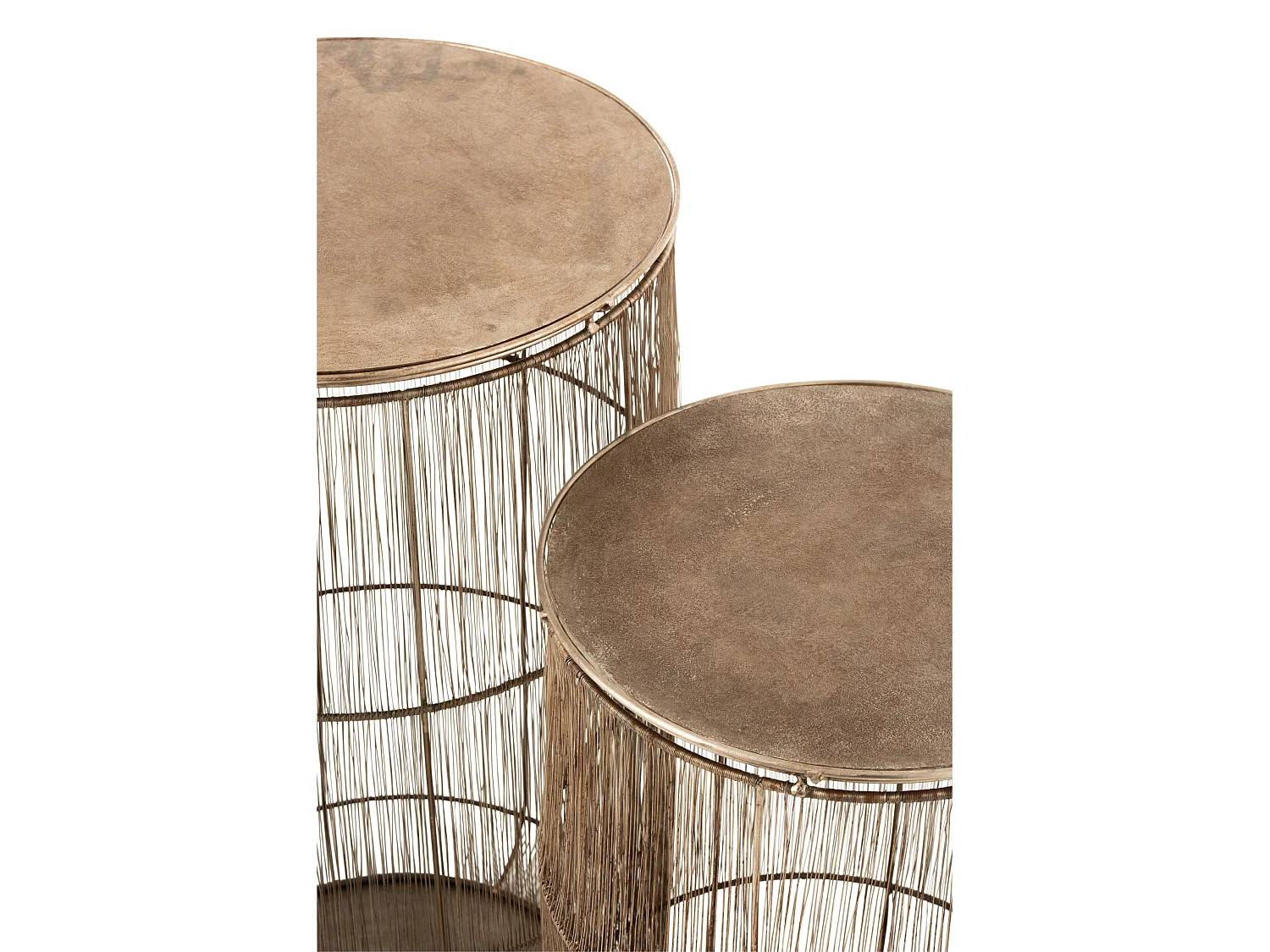 Set van 2 Gigia bruine metalen mandtafels D 40 cm/D 34,5 cm