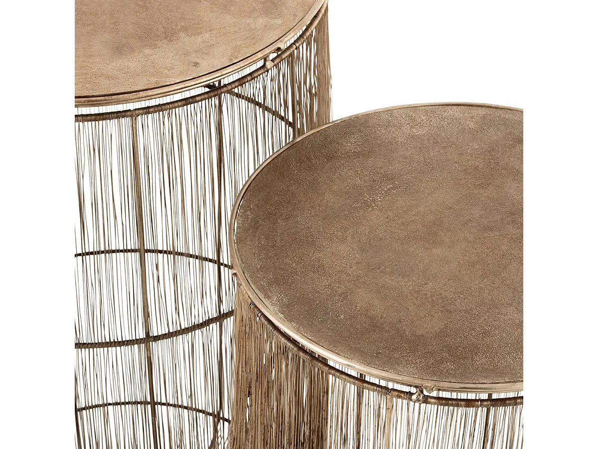 Set van 2 Gigia bruine metalen mandtafels D 40 cm/D 34,5 cm