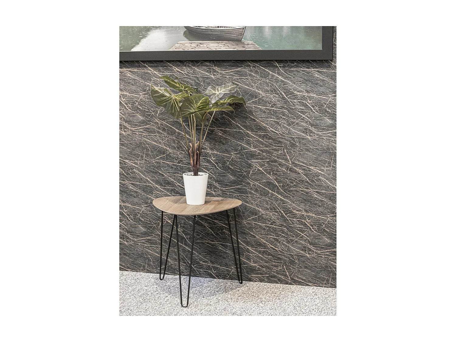 Table d'Appoint Design "Rodry" 43cm Chêne & Noir