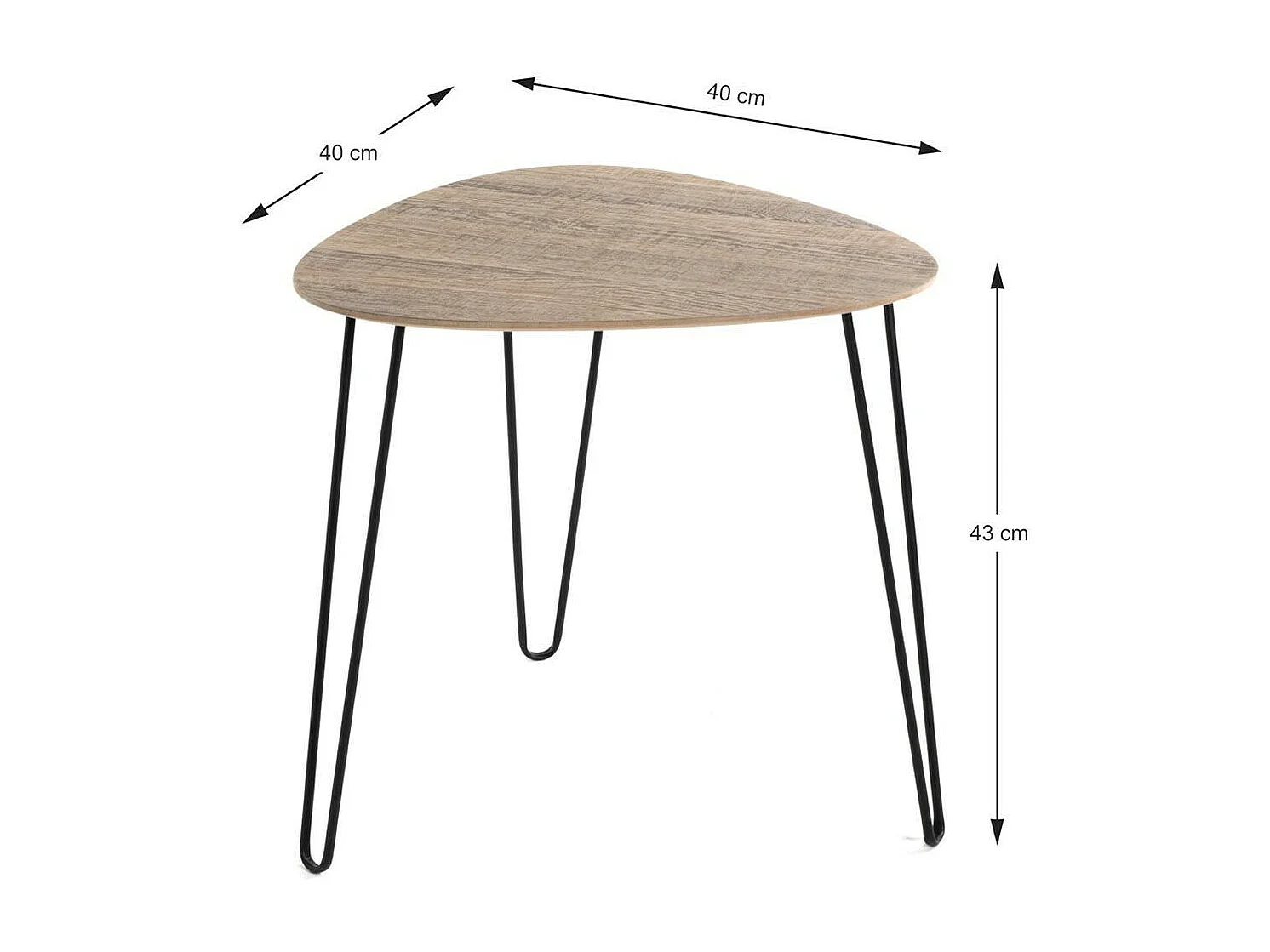 Table d'Appoint Design "Rodry" 43cm Chêne & Noir