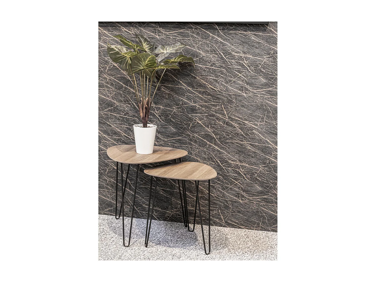 Table d'Appoint Design "Rodry" 43cm Chêne & Noir