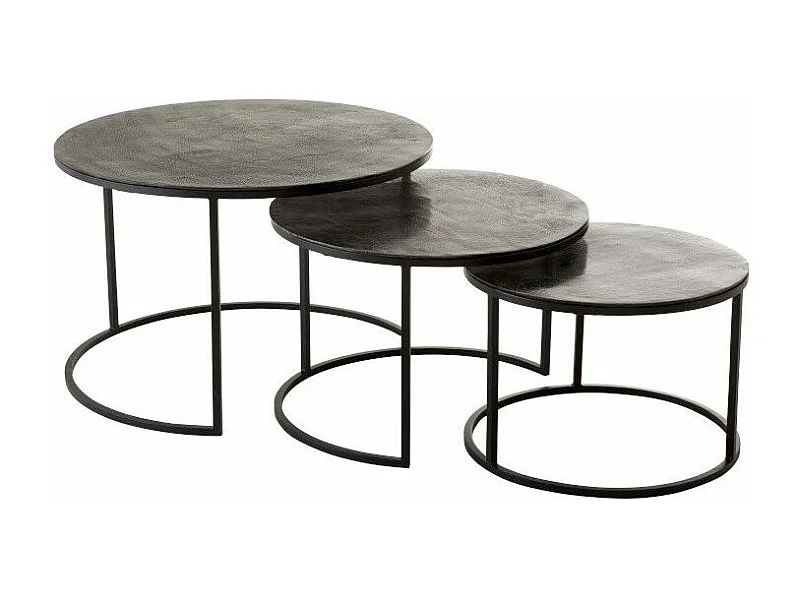 Mesa auxiliar Lilith de metal negro L 75 cm - Lote de 3