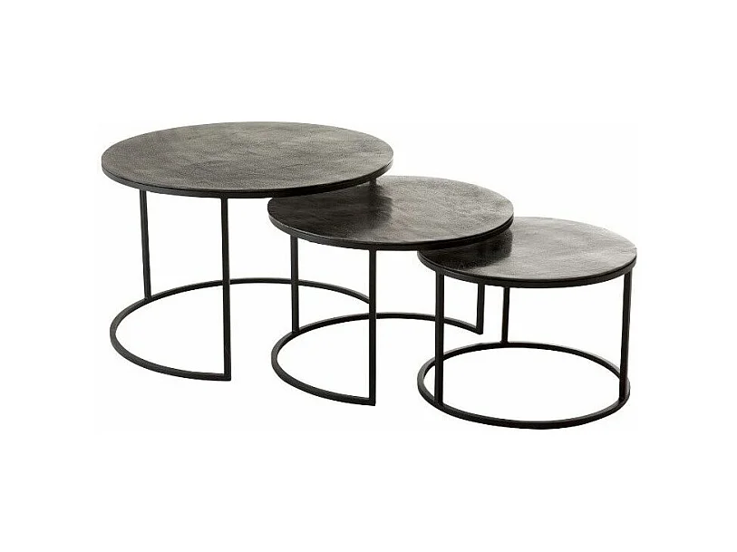 Mesa auxiliar Lilith de metal negro L 75 cm - Lote de 3