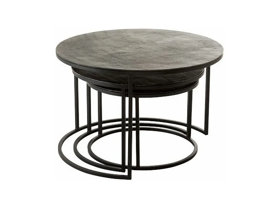 Mesa auxiliar Lilith de metal negro L 75 cm - Lote de 3