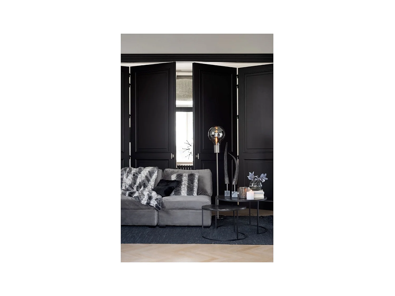 Mesa auxiliar Lilith de metal negro L 75 cm - Lote de 3