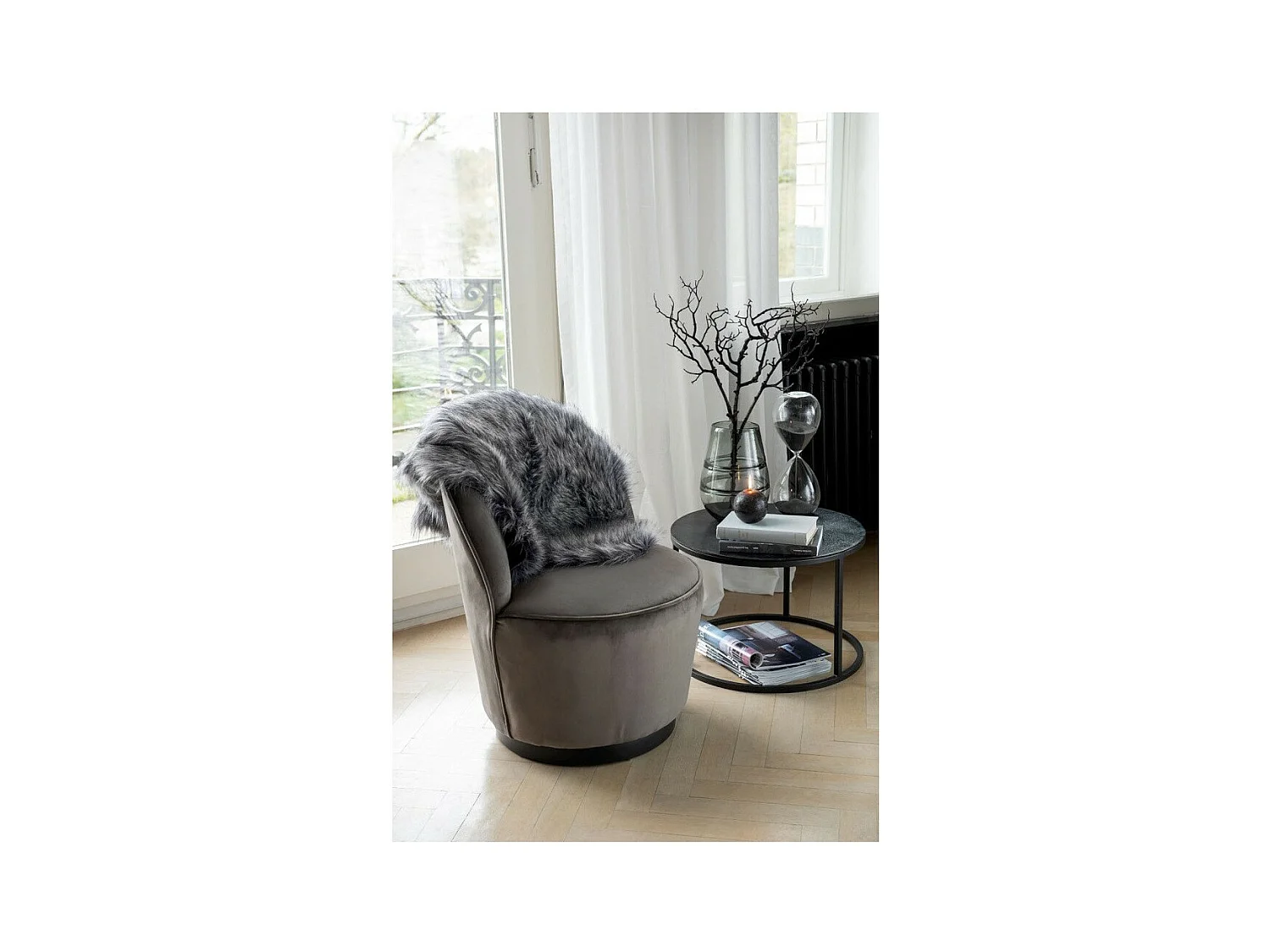 Mesa auxiliar Lilith de metal negro L 75 cm - Lote de 3