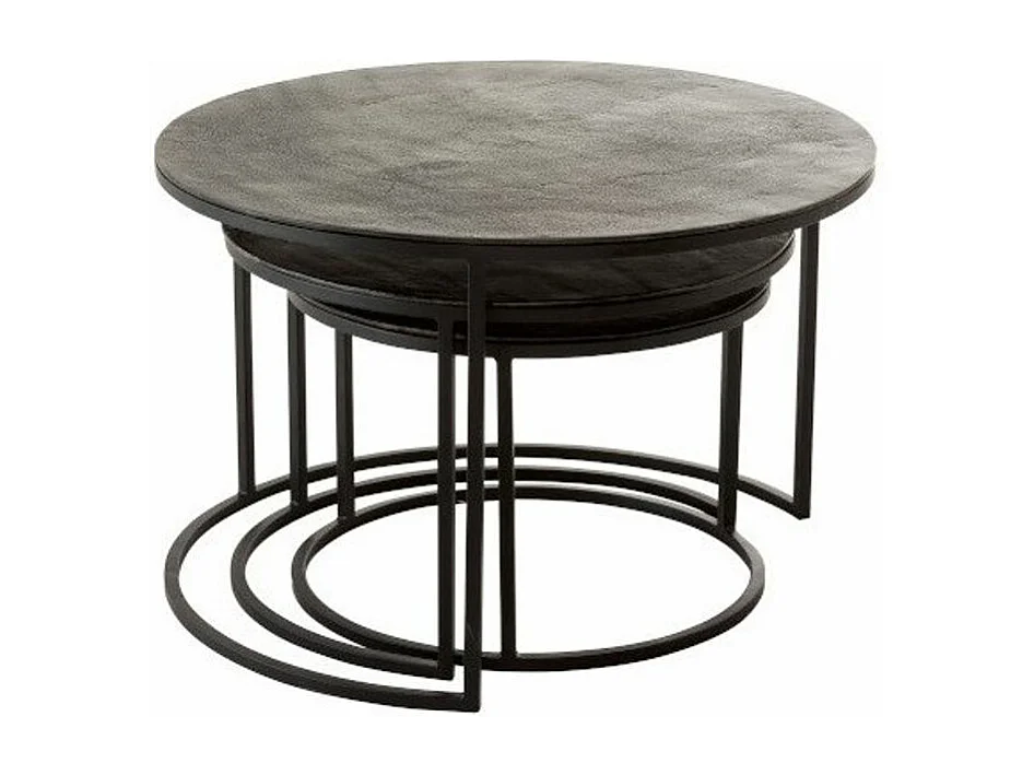 Lot de 3 Tables Gigognes "Oxidize" 80cm Noir