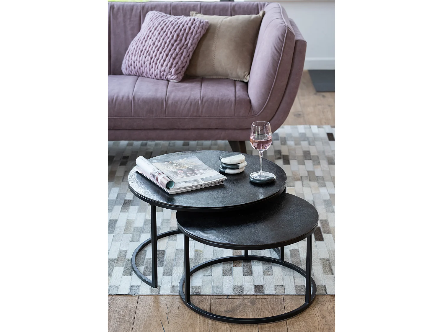 Lot de 3 Tables Gigognes "Oxidize" 80cm Noir