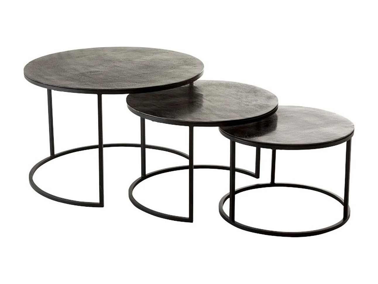 Lot de 3 Tables Gigognes "Oxidize" 80cm Noir