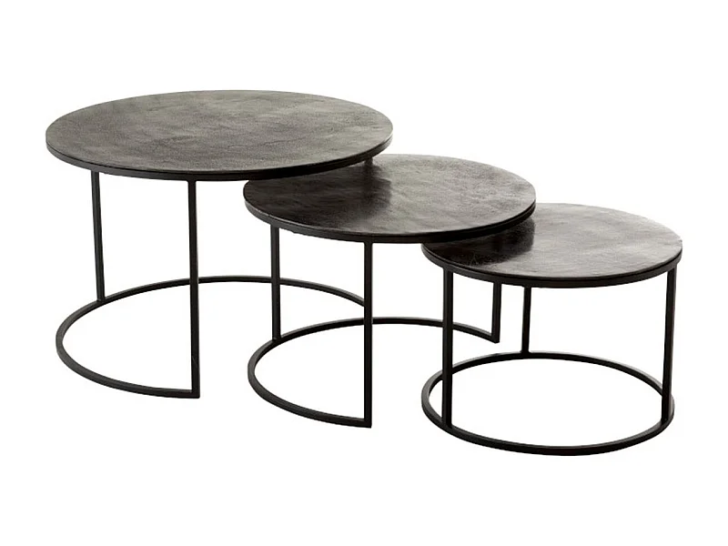 Lot de 3 Tables Gigognes "Oxidize" 80cm Noir