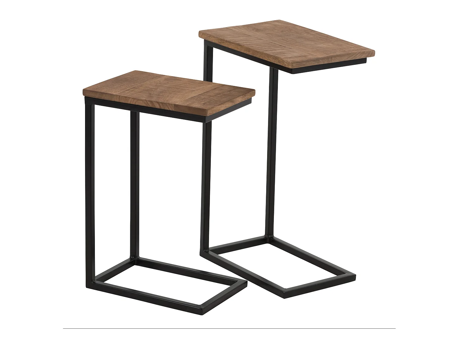 Lot de 2 Table d'Appoint Déco "Gigogne" 64cm Naturel