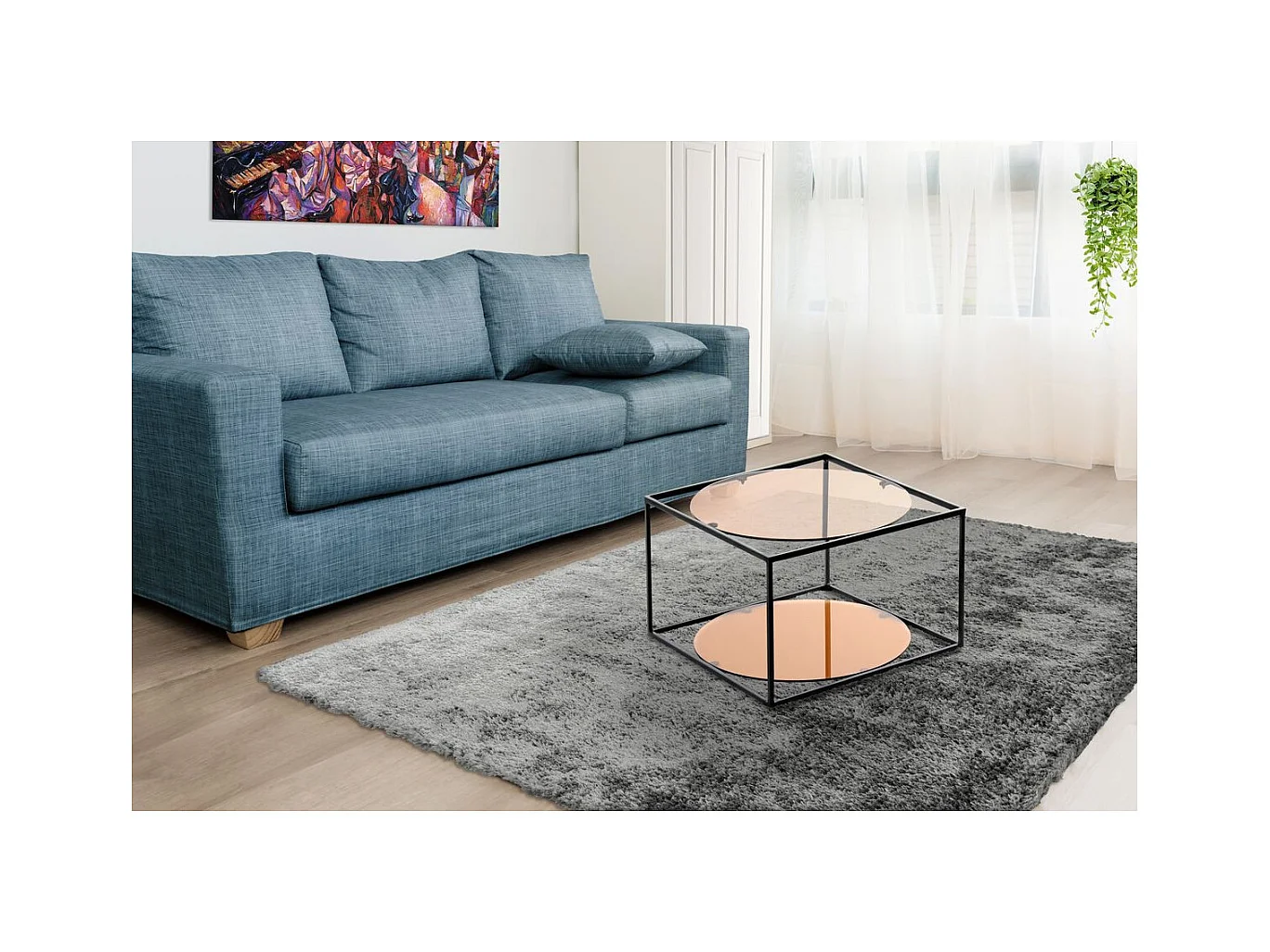 Table d'Appoint Design "Cody" 50cm Terracotta & Noir