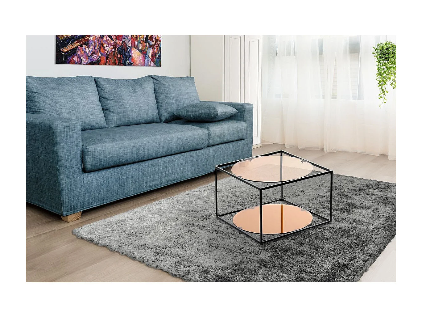 Table d'Appoint Design "Cody" 50cm Terracotta & Noir