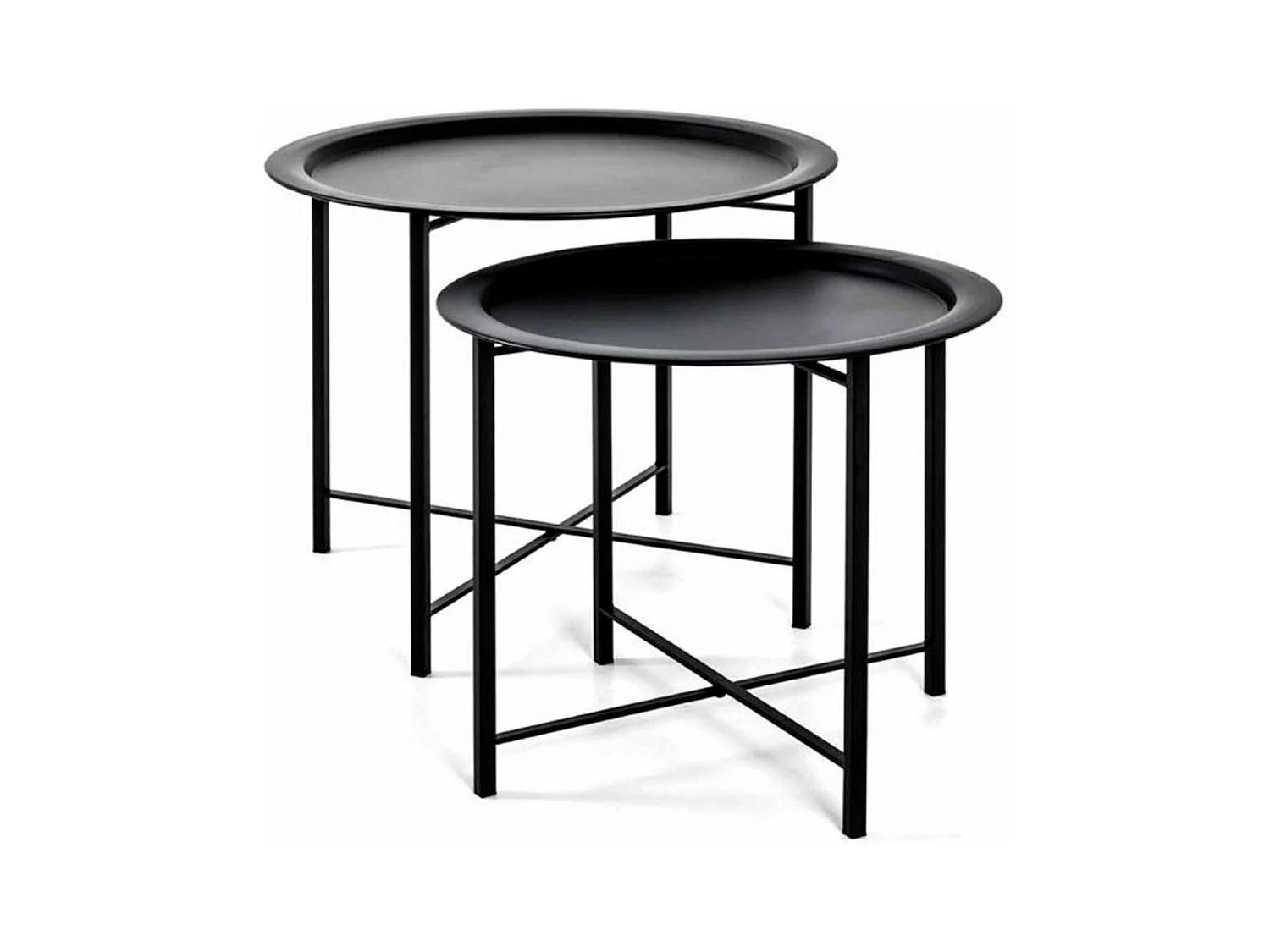 Lot de 2 Tables d'Appoint Design "Gabin" 62cm Noir