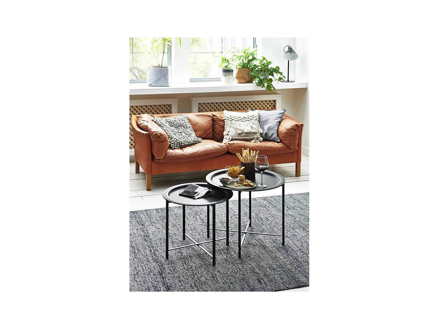 Lot de 2 Tables d'Appoint Design "Gabin" 62cm Noir