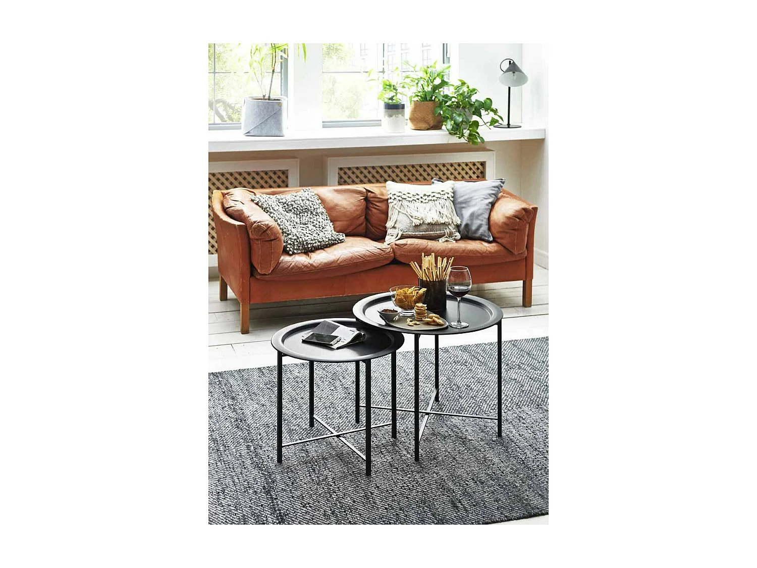 Lot de 2 Tables d'Appoint Design "Gabin" 62cm Noir