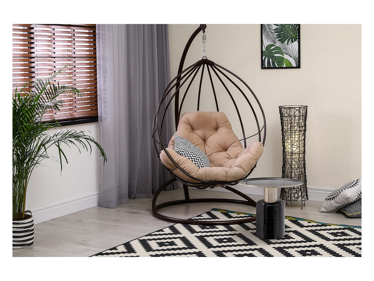 Table d'Appoint Design "Yeza" 49cm Noir & Argent