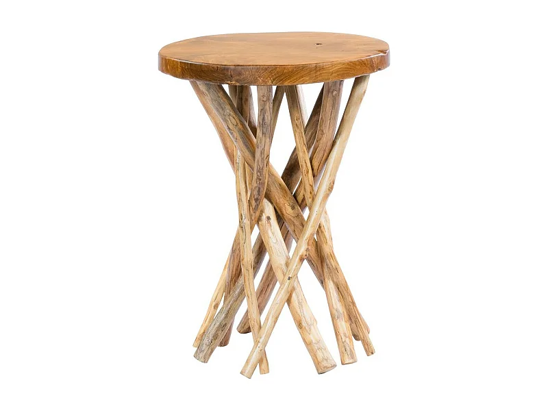 Table d'Appoint en Bois "Radix" 55cm Naturel Brillant