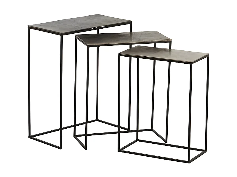 Lot de 3 Tables Gigognes Design "Slim" 65cm Noir