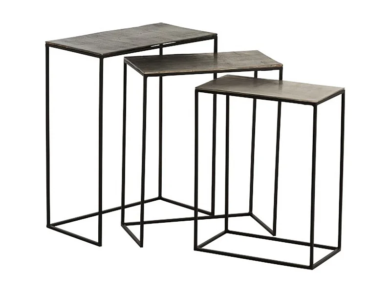 Liath zwart metalen nesttafel - Set van 3