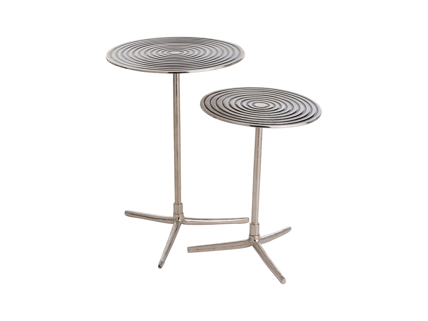 Lot de 2 Tables Gigognes "Cercles" 57cm Argent