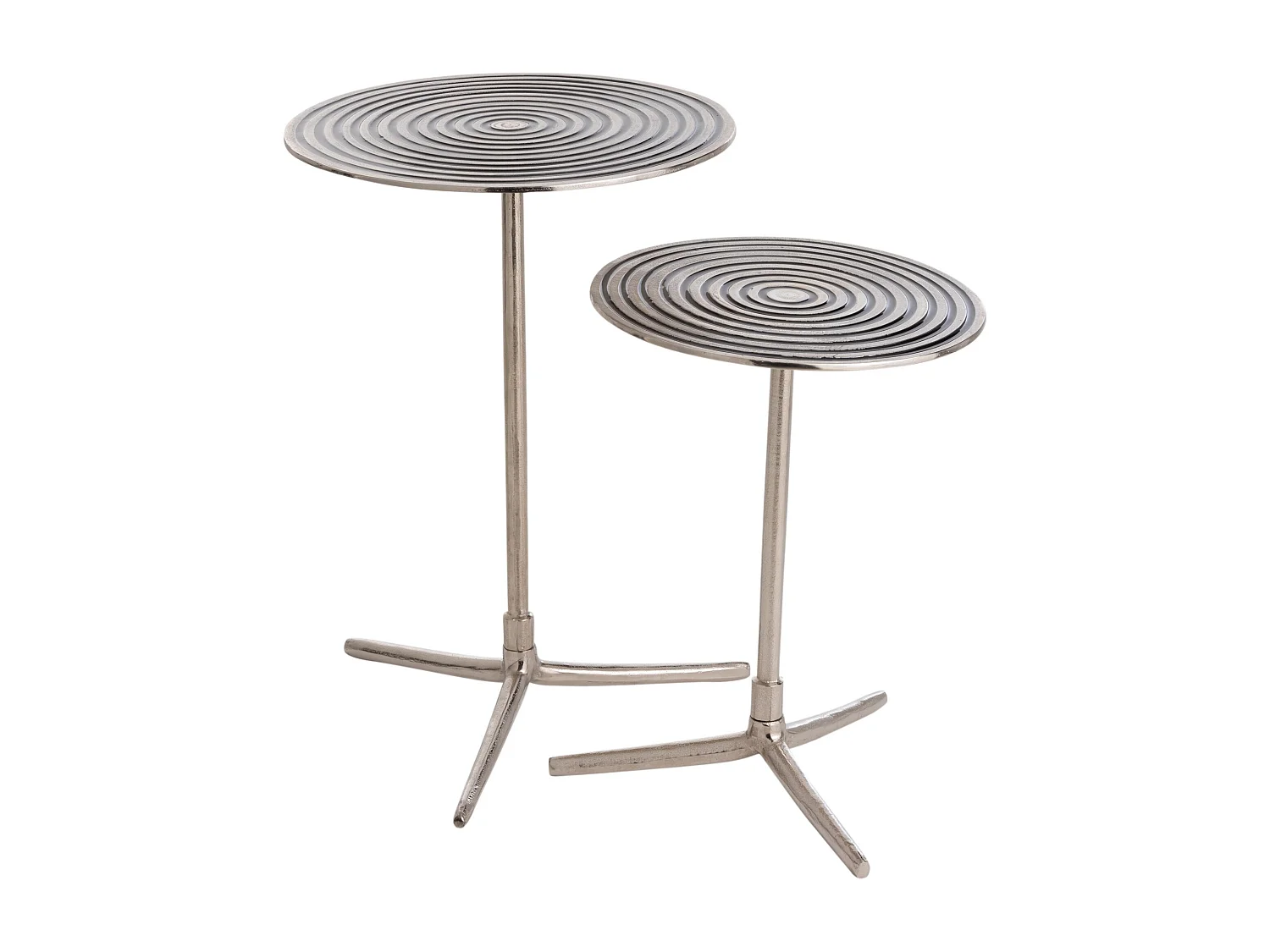 Lot de 2 Tables Gigognes "Cercles" 57cm Argent