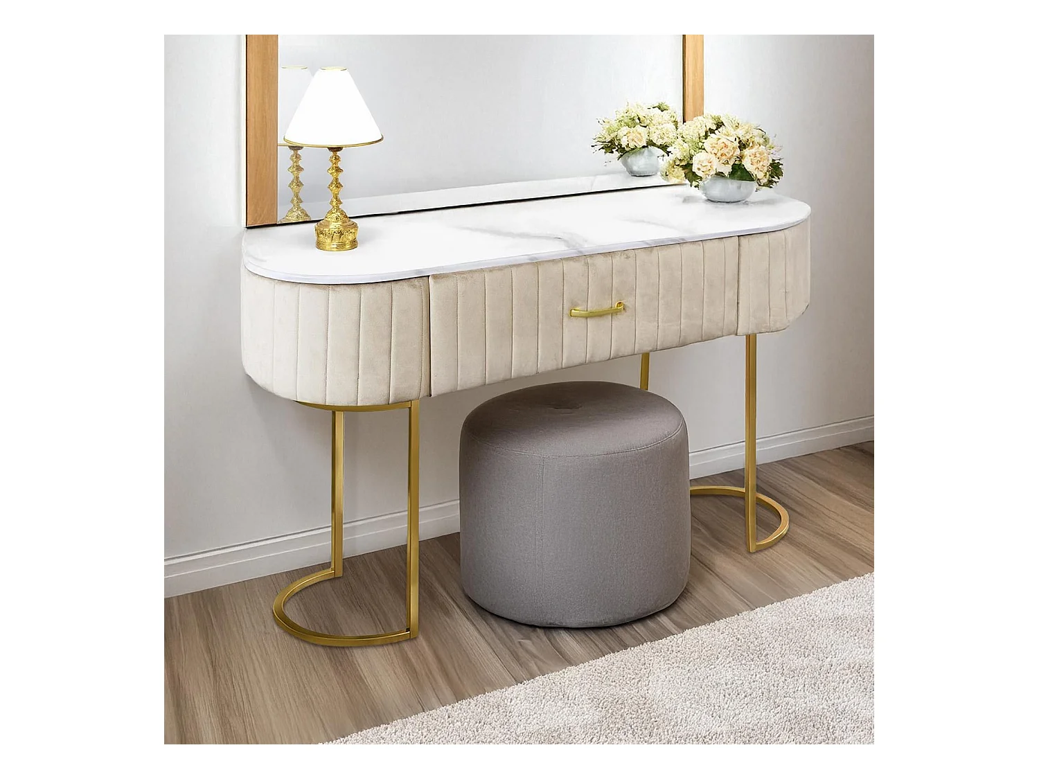 Toelette Paloma 1 cassetto Velluto Beige