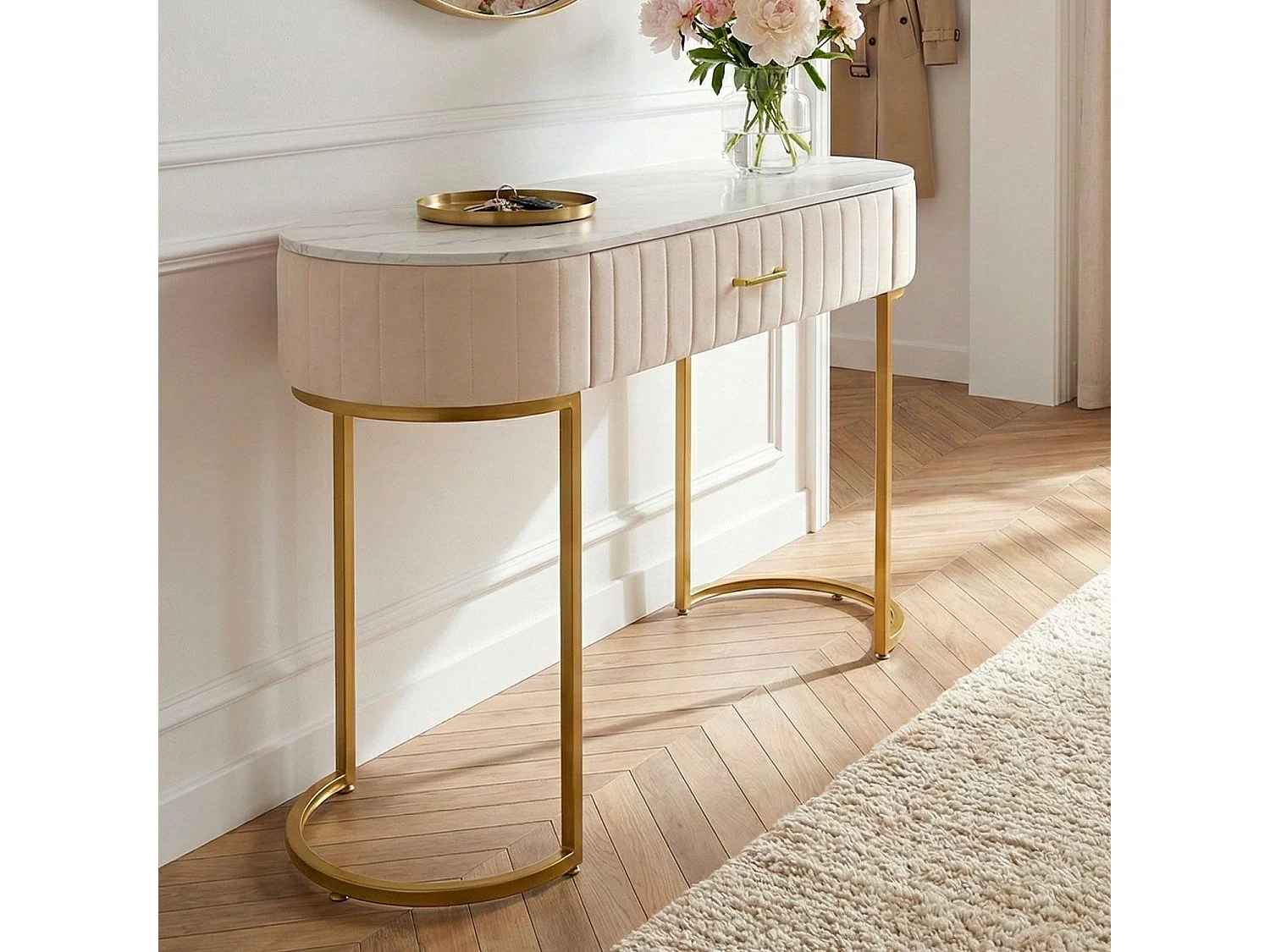 Coiffeuse Design 1 Tiroir "Lomape" 120cm Beige