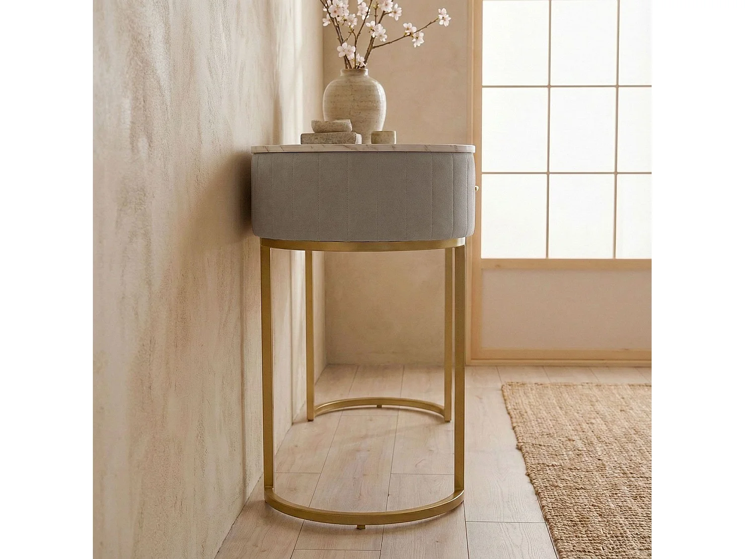 Coiffeuse Design 1 Tiroir "Lomape" 120cm Taupe