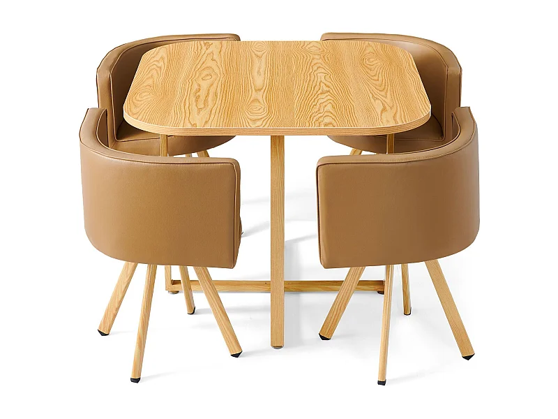 Esstisch & 4 Stühle Skandinavisches Design "Norwegen" Taupe