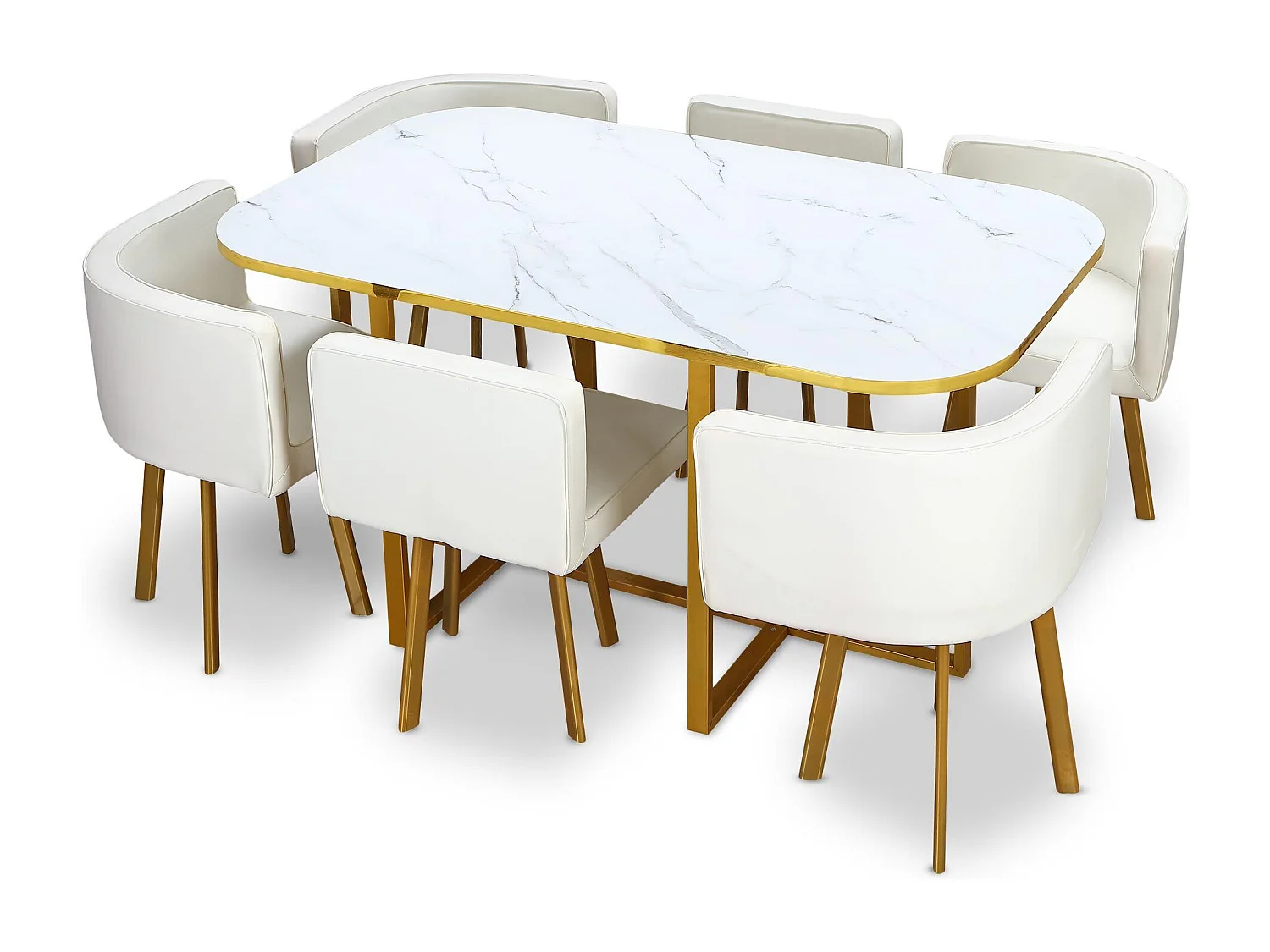 Ensemble Table & Chaises "Oslo" 150cm Blanc