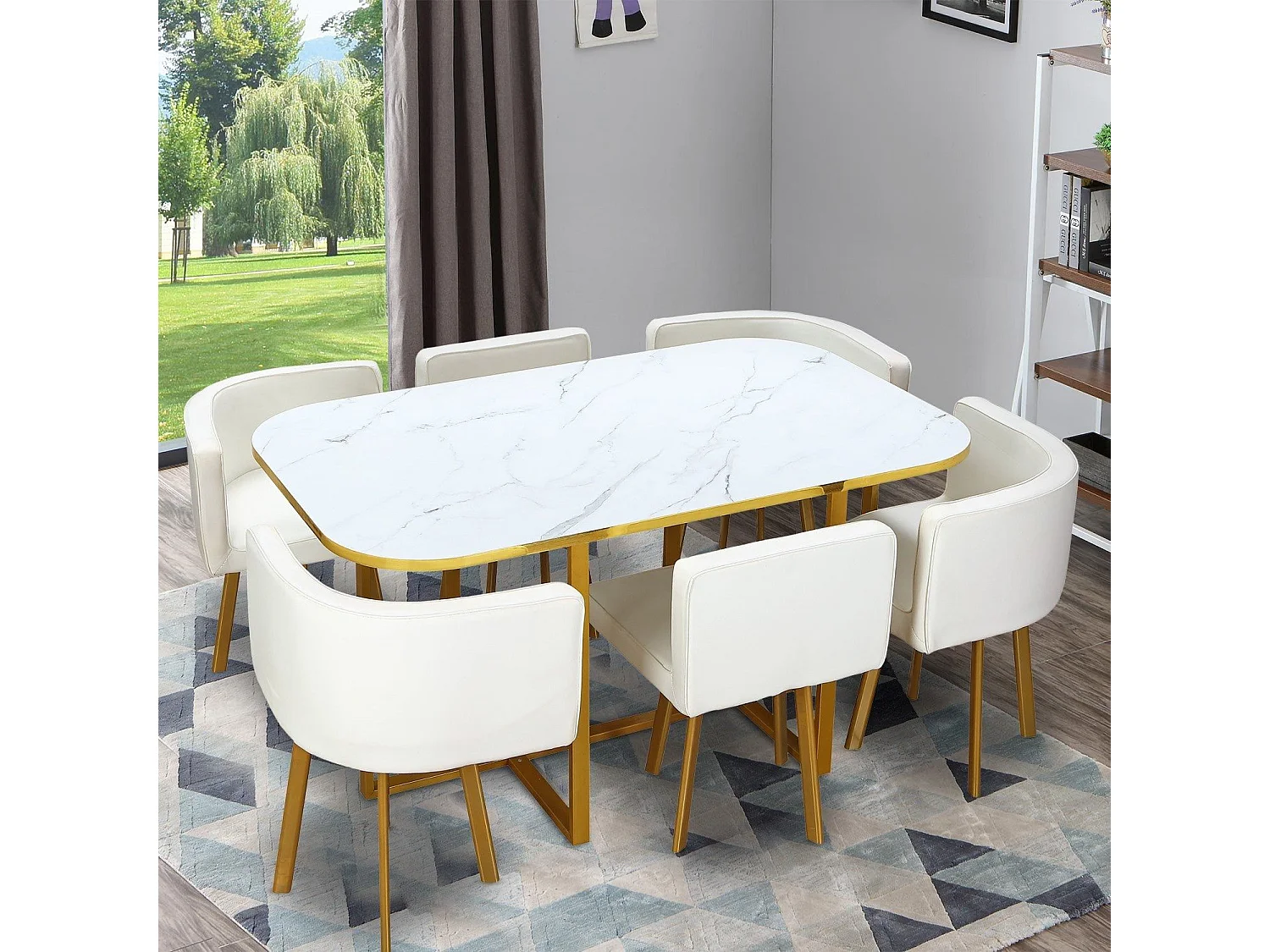 Ensemble Table & Chaises "Oslo" 150cm Blanc