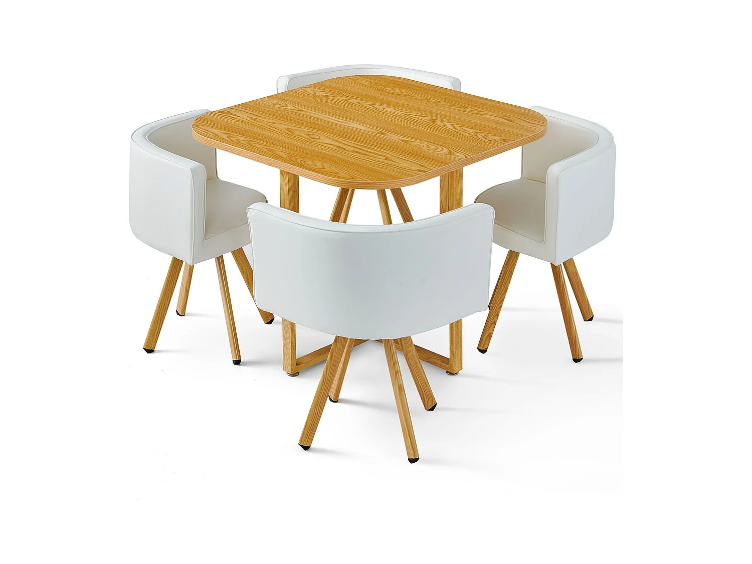 Skandinavischer Esstisch-Set Oslo Weiß & Eiche - 4 moderne Designstühle