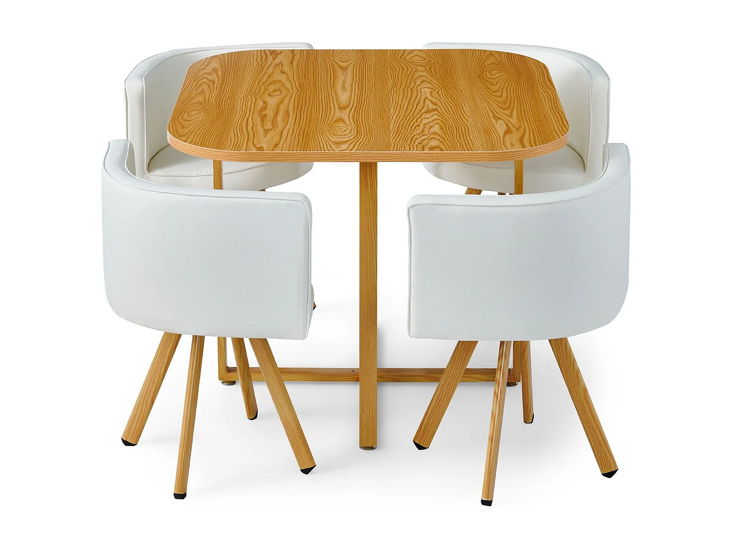 Skandinavischer Esstisch-Set Oslo Weiß & Eiche - 4 moderne Designstühle