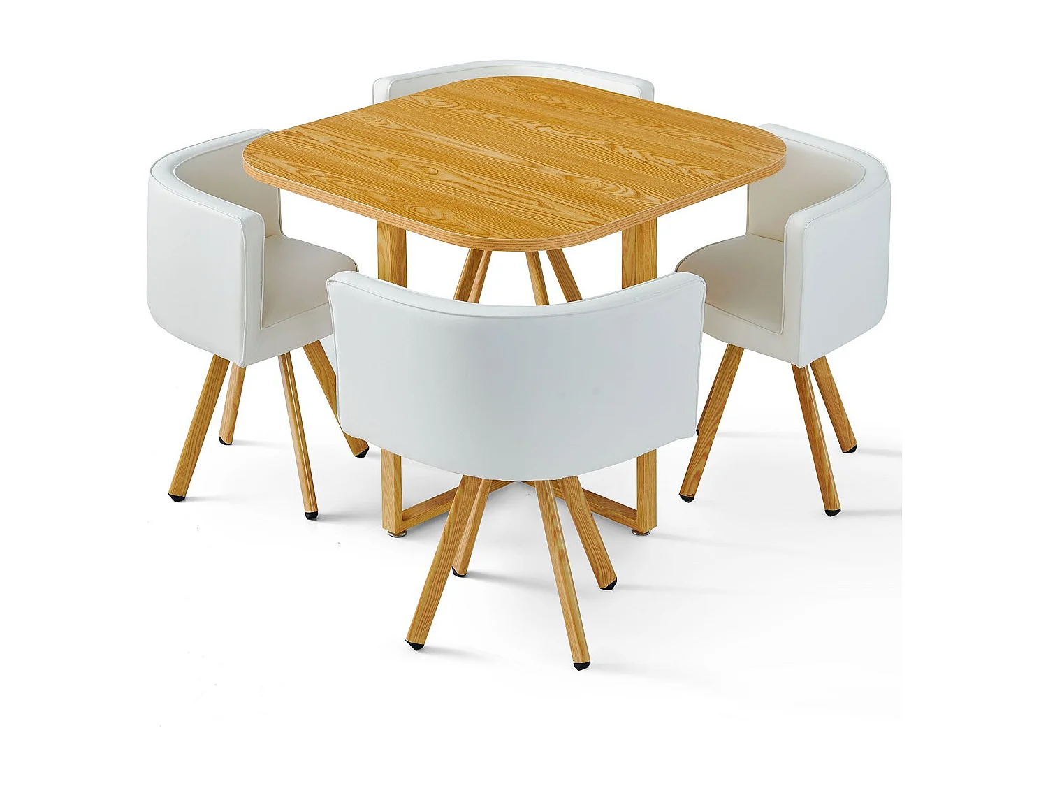 Skandinavischer Esstisch-Set Oslo Weiß & Eiche - 4 moderne Designstühle